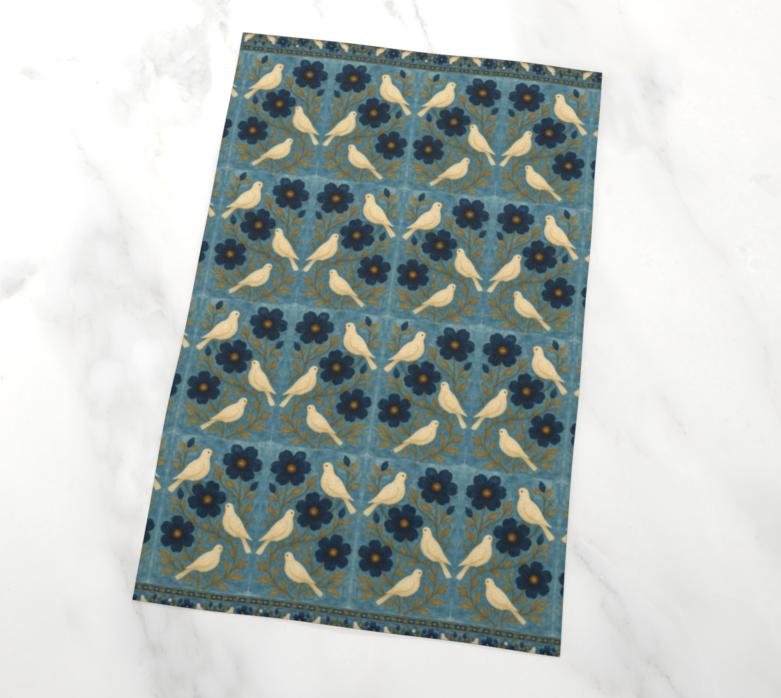 Doves of Peace banded tea towel