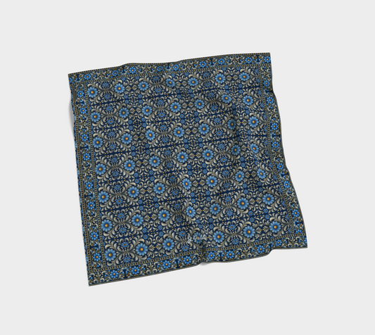 gilded Navy Azure Bloom 26 x 26 scarf