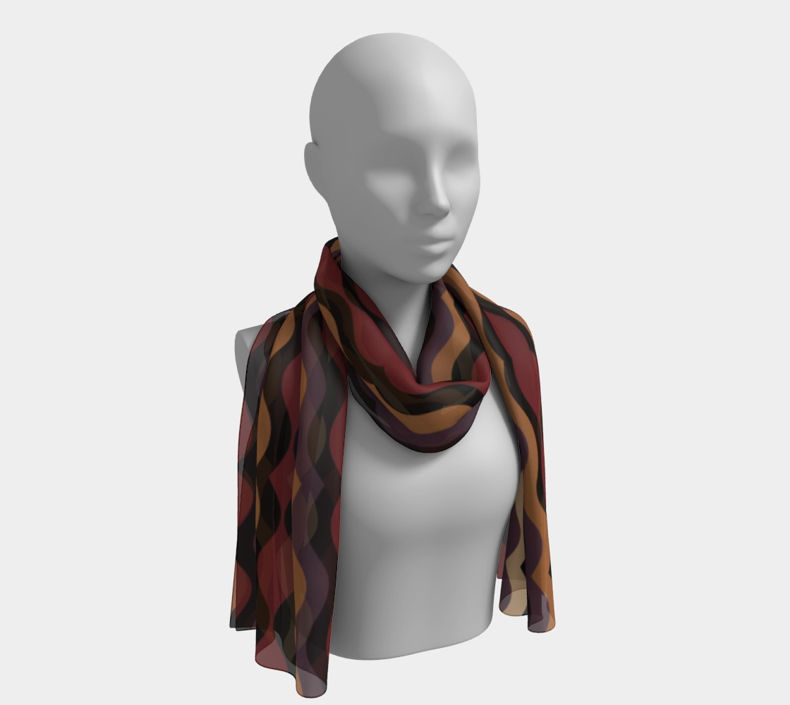 Burgundy Little Waves Silk Long Scarf