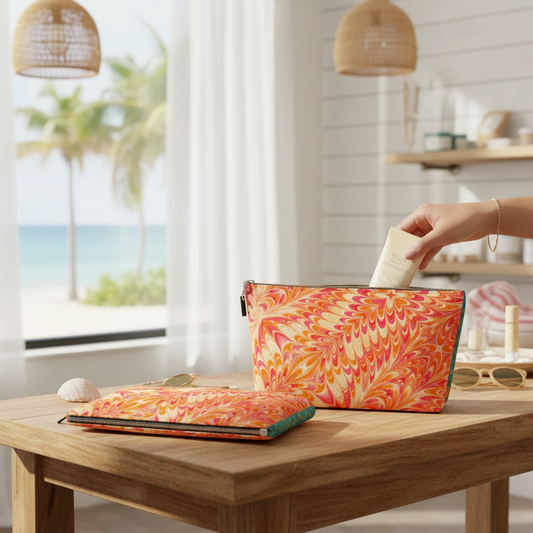 Tangerine Swirl Makeup Bag
