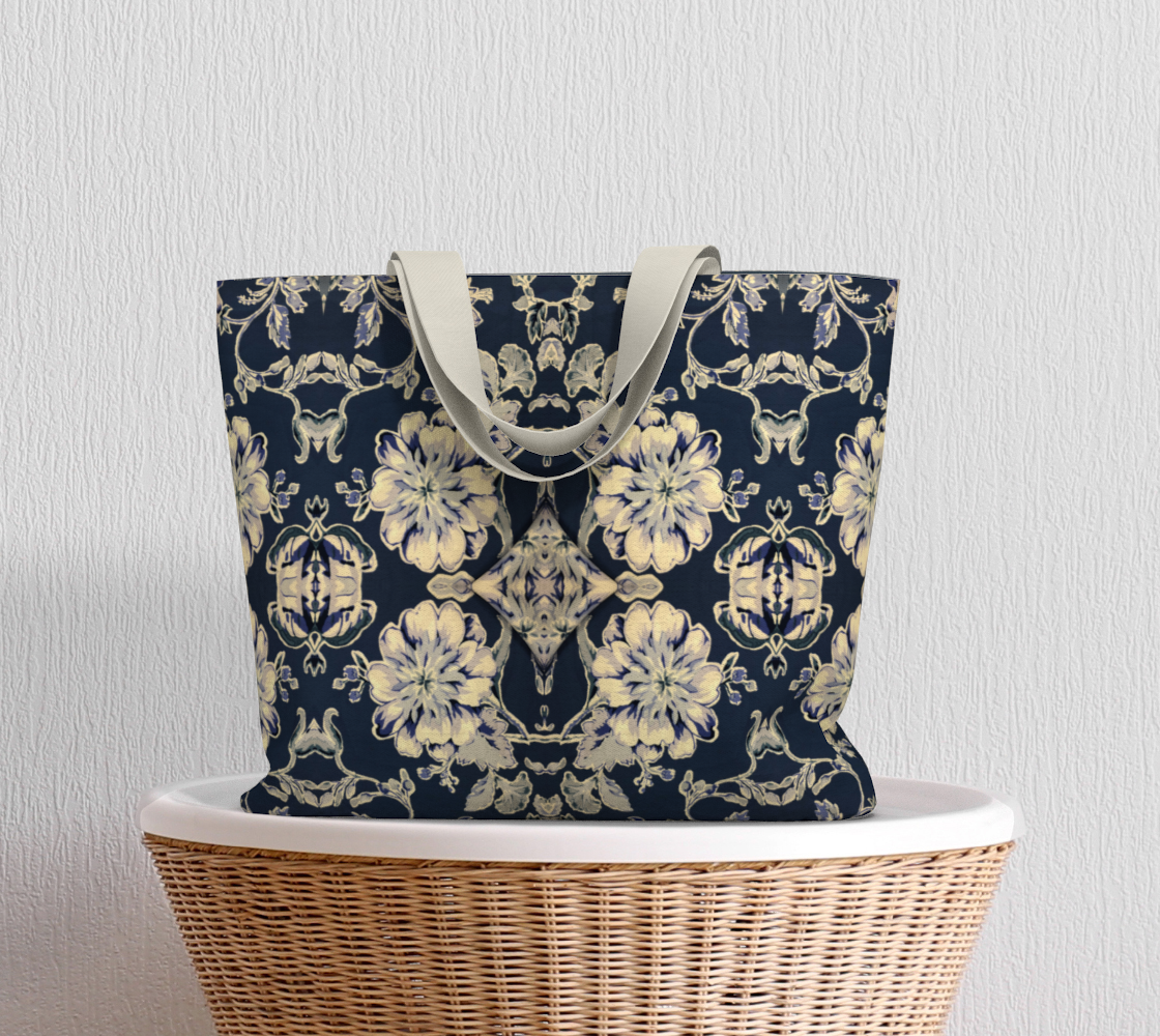 Blue Fleur Damask Tote Bag
