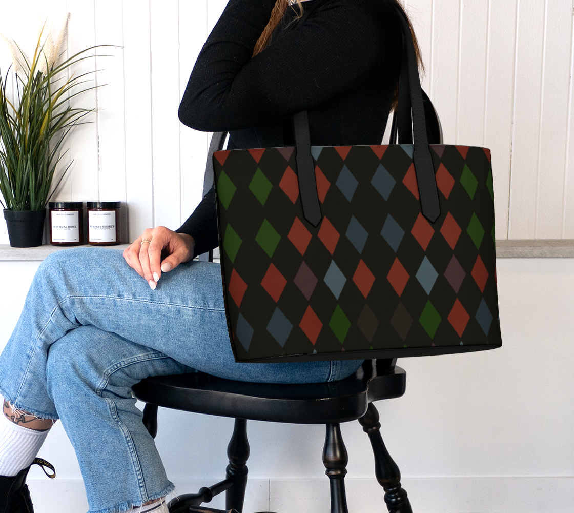 Holiday Harlequin Vegan Leather Tote Bag