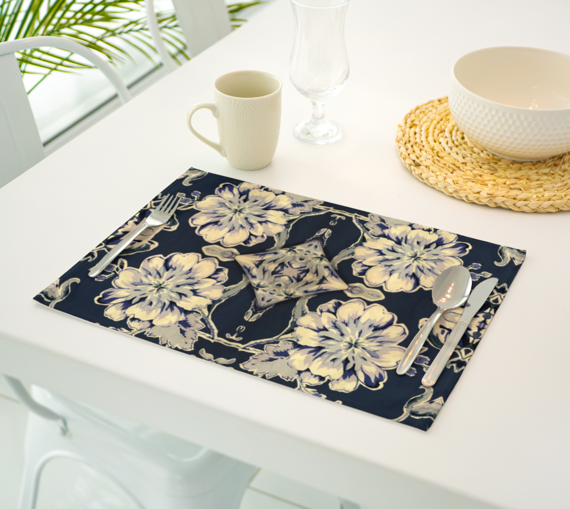 Blue Fleur Damask Placemats