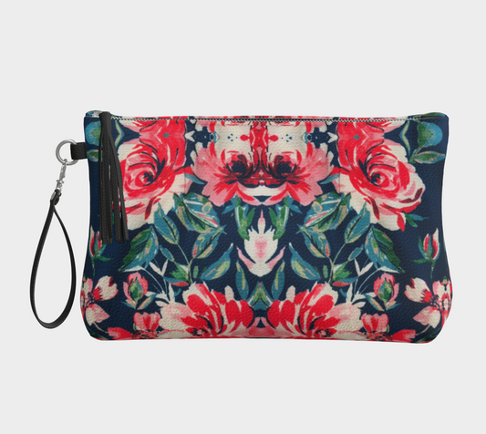 Harbor Roses Vegan Leather Clutch Wristlet