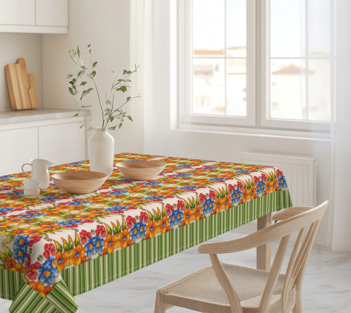 Seaside Blooms with Border 60 x 90 Tablecloth