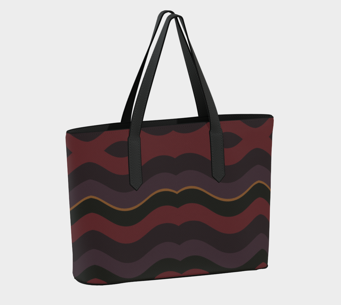 Burgundy Big Waves Vegan Leather Tote