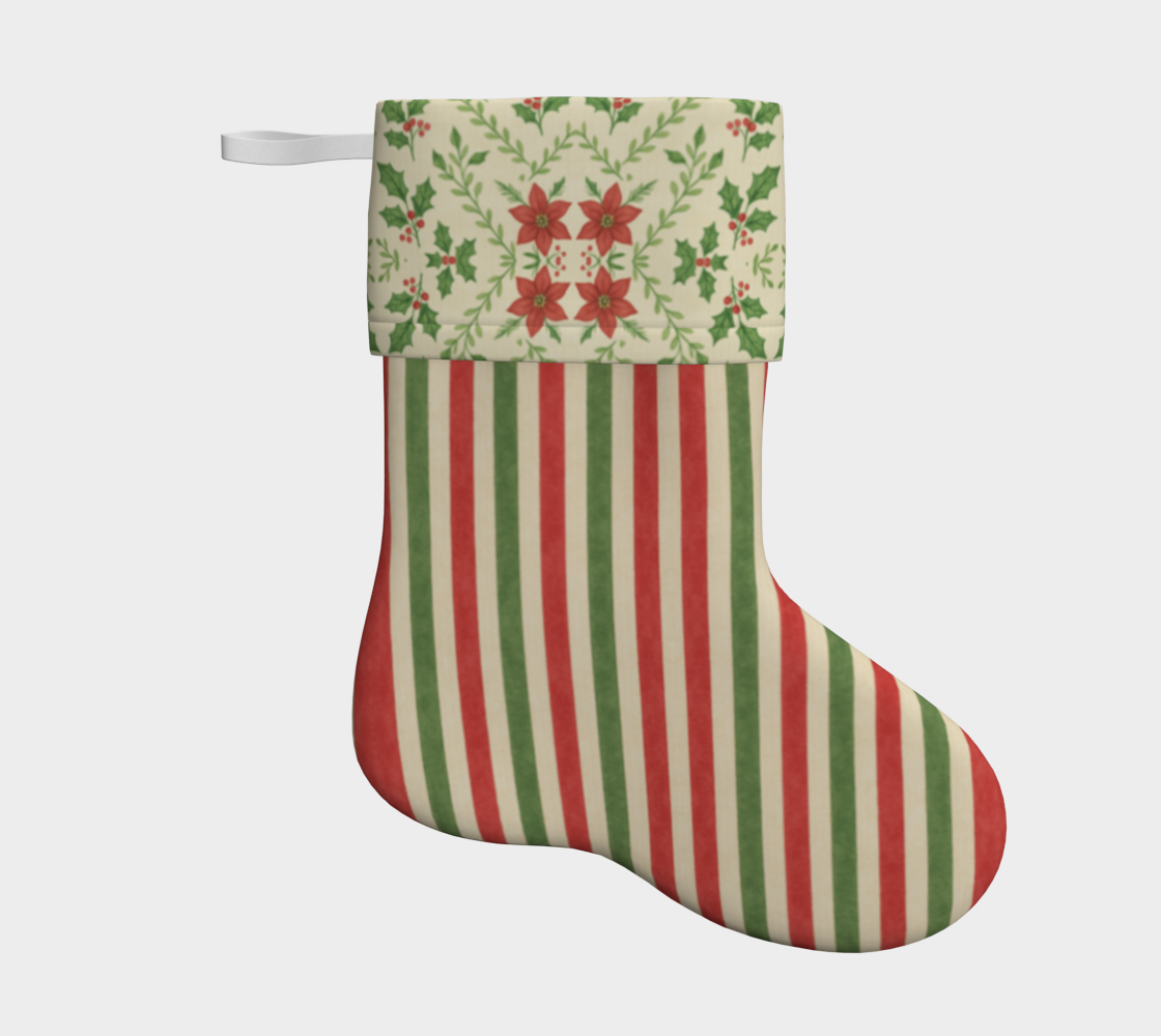 Yuletide Bloom with Stripes Holiday Stocking