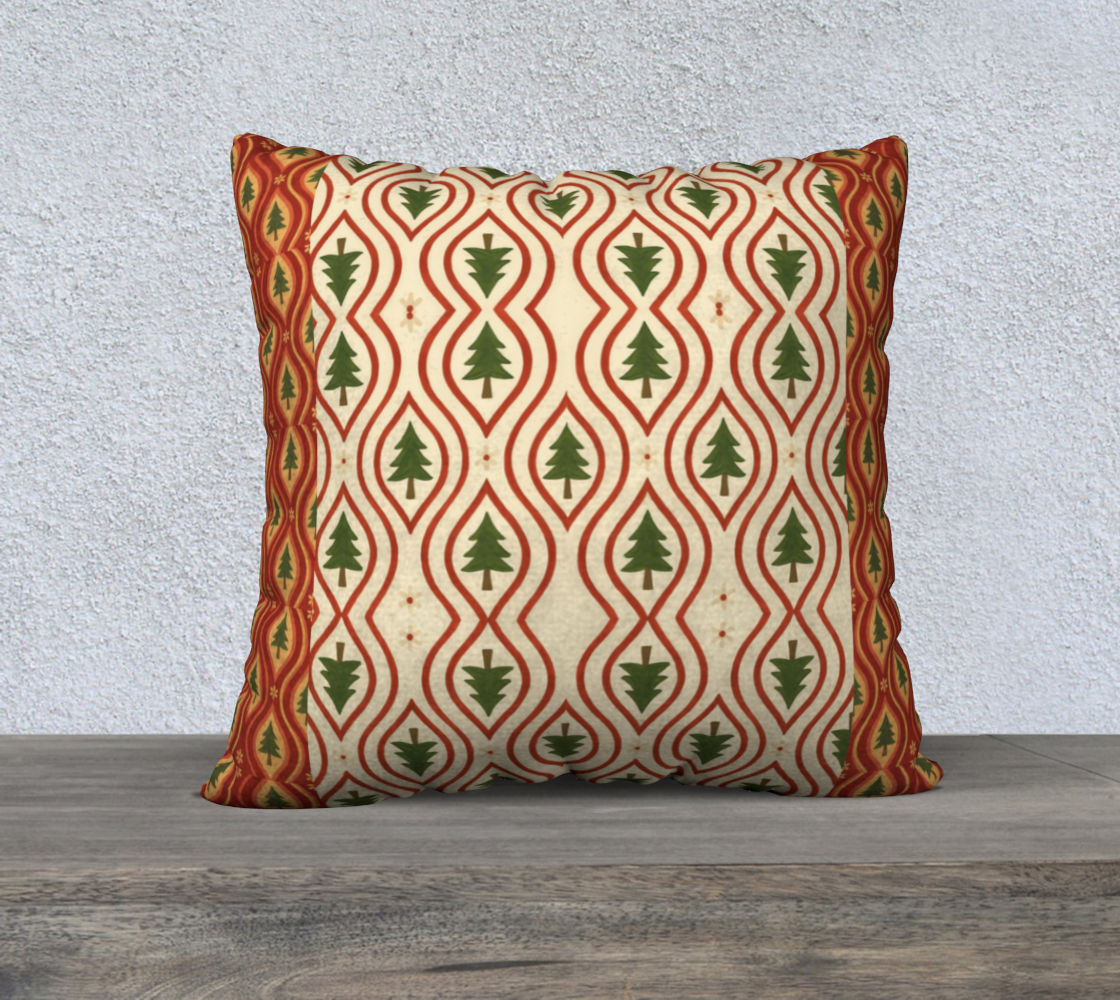 Evergreen Glow banded xmass trees  22 x 22 pillow