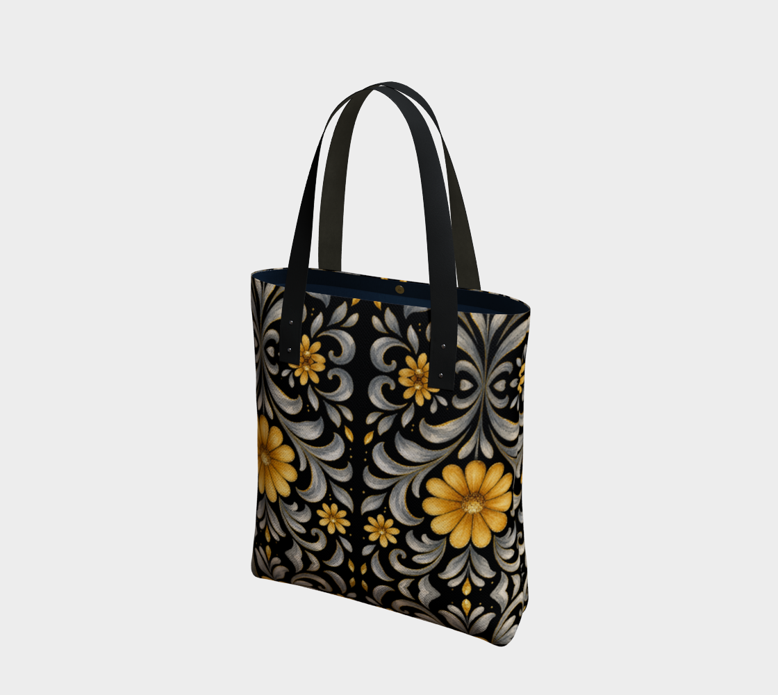 Midnight Silver Garden Urban Tote Bag