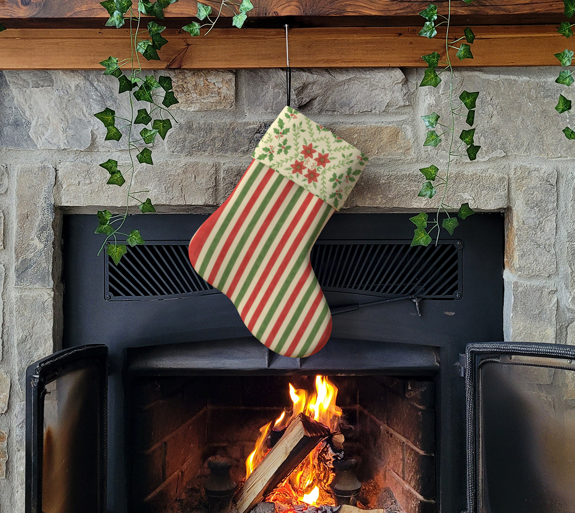 Yuletide Bloom with Stripes Holiday Stocking