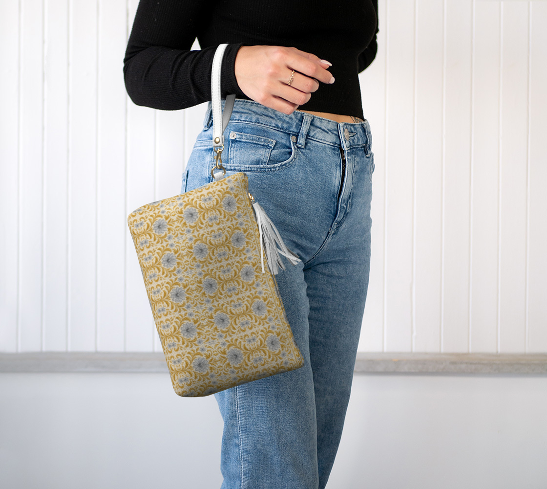 Gilded Garden Damask clutch bag