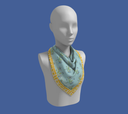 Blue Iris Mint Silk Square Scarf