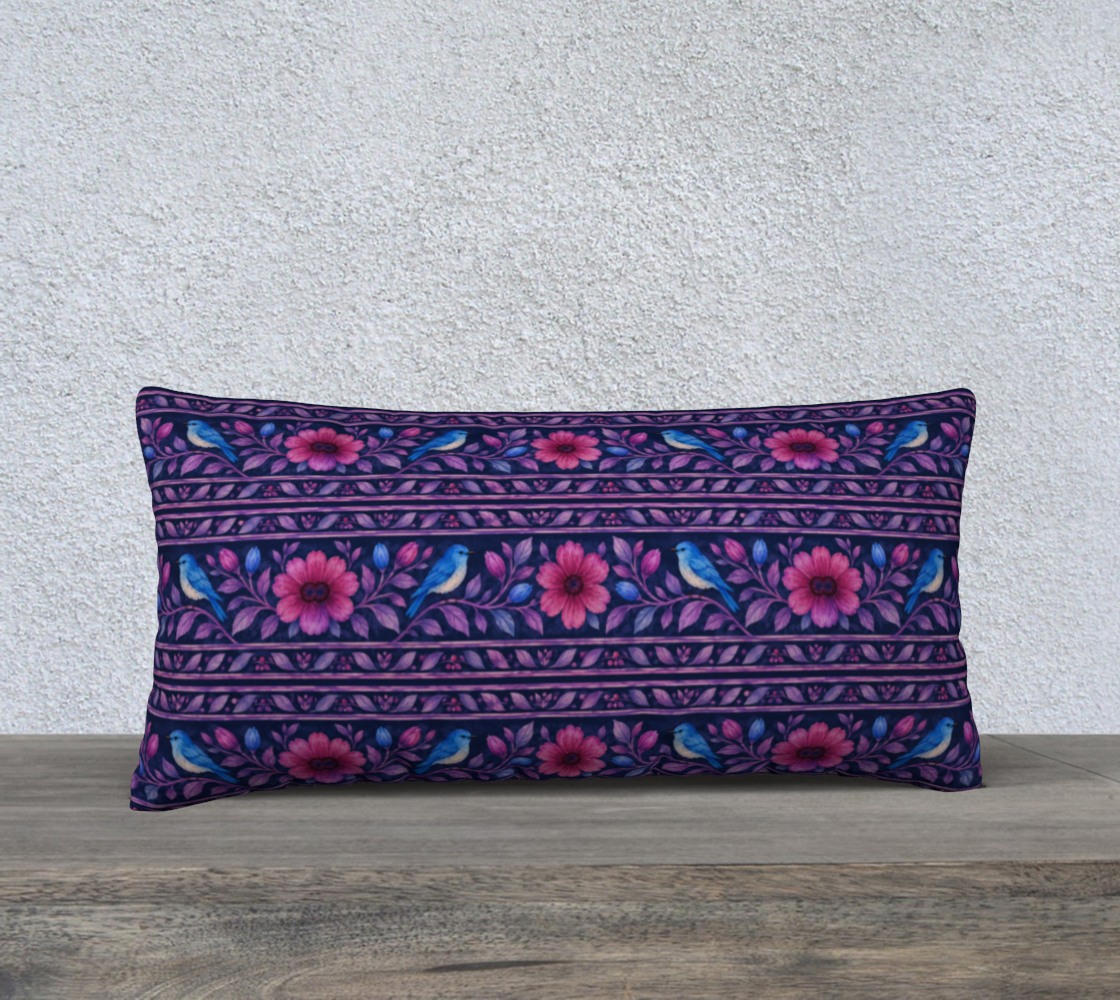 songbird bloom plum banded 24 x 12 pillow