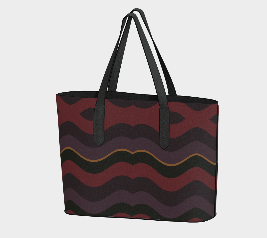 Burgundy Big Waves Vegan Leather Tote