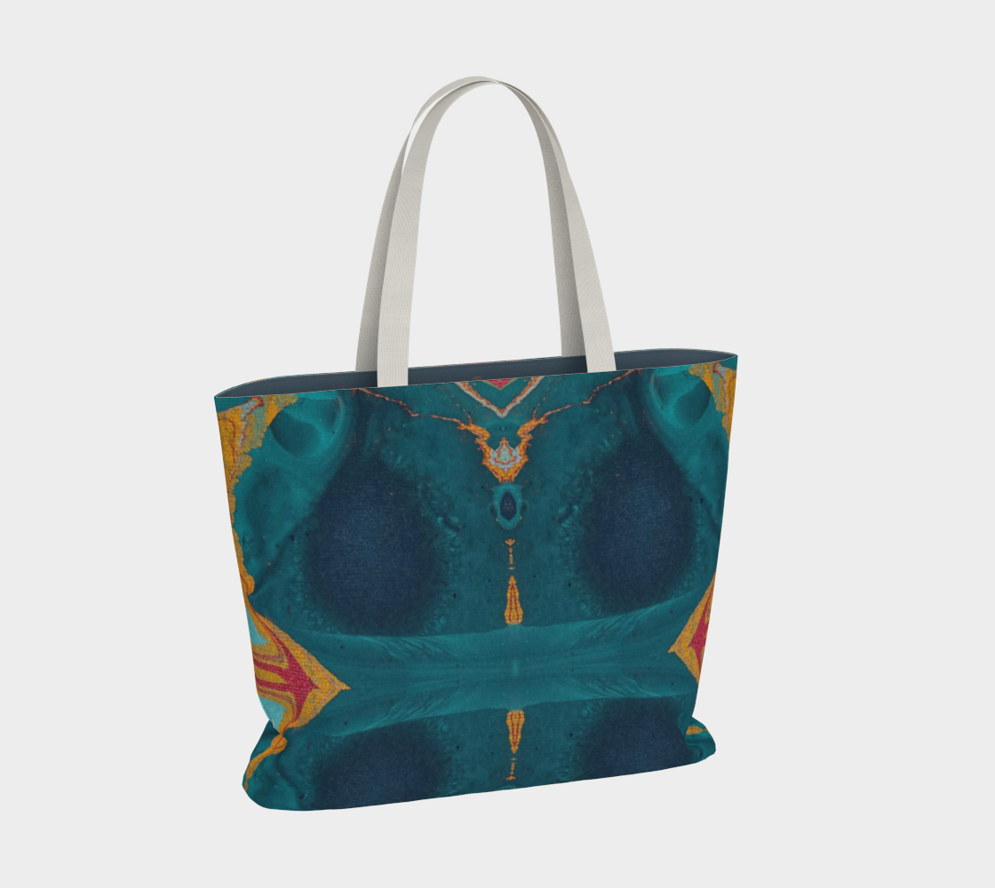 Gilded Peacock Feather Large Canvas Tote
