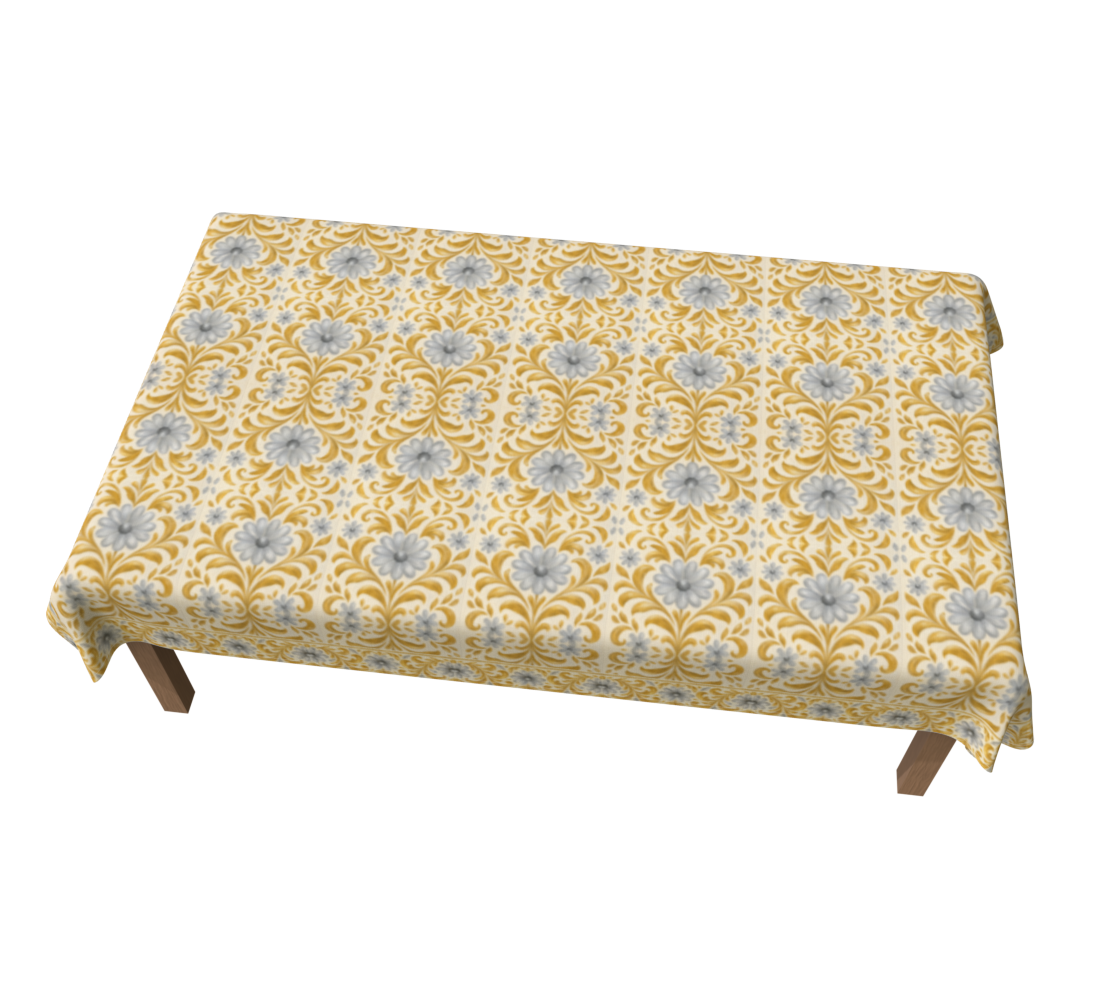 Gilded Garden Damask 60 x 90 WEDDING Tablecloth with Border