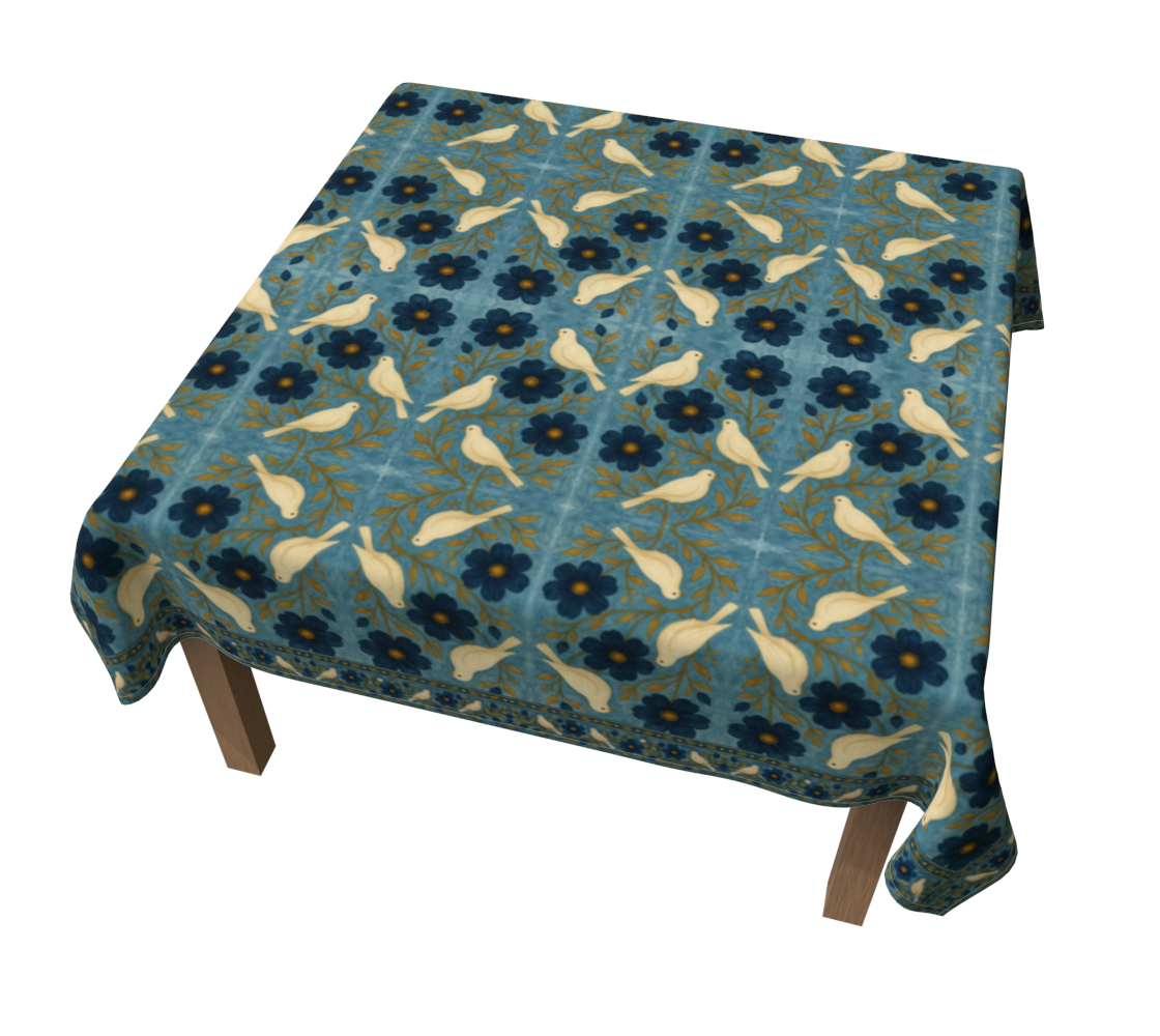 Doves of Peace banded 60 x 60 tablecloth