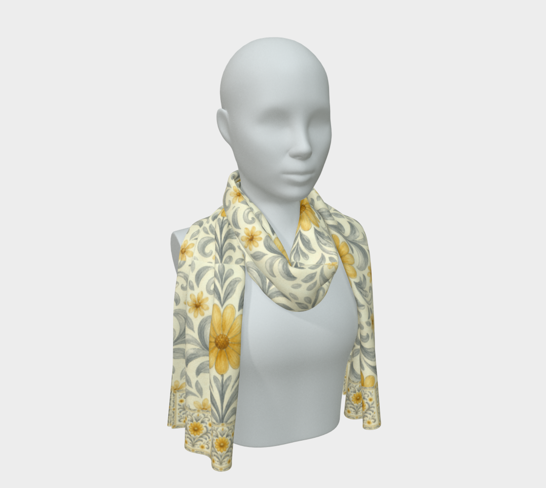 Silver Garden long scarf with border
