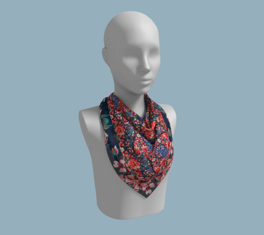 Somerset Roses Damask Silk Square Scarf