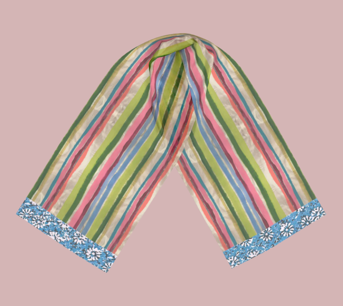 Pinstripe Pop Silk Long Scarf