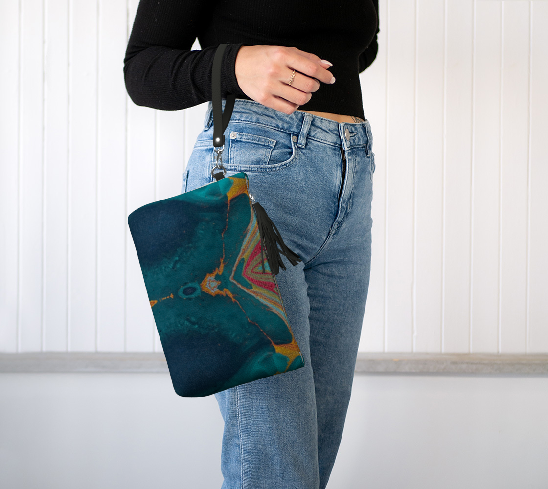 Gilded Peacock Feather Vegan Clutch Bag