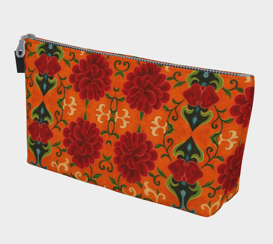 Imperial Peonies Tangerine Makeup Bag