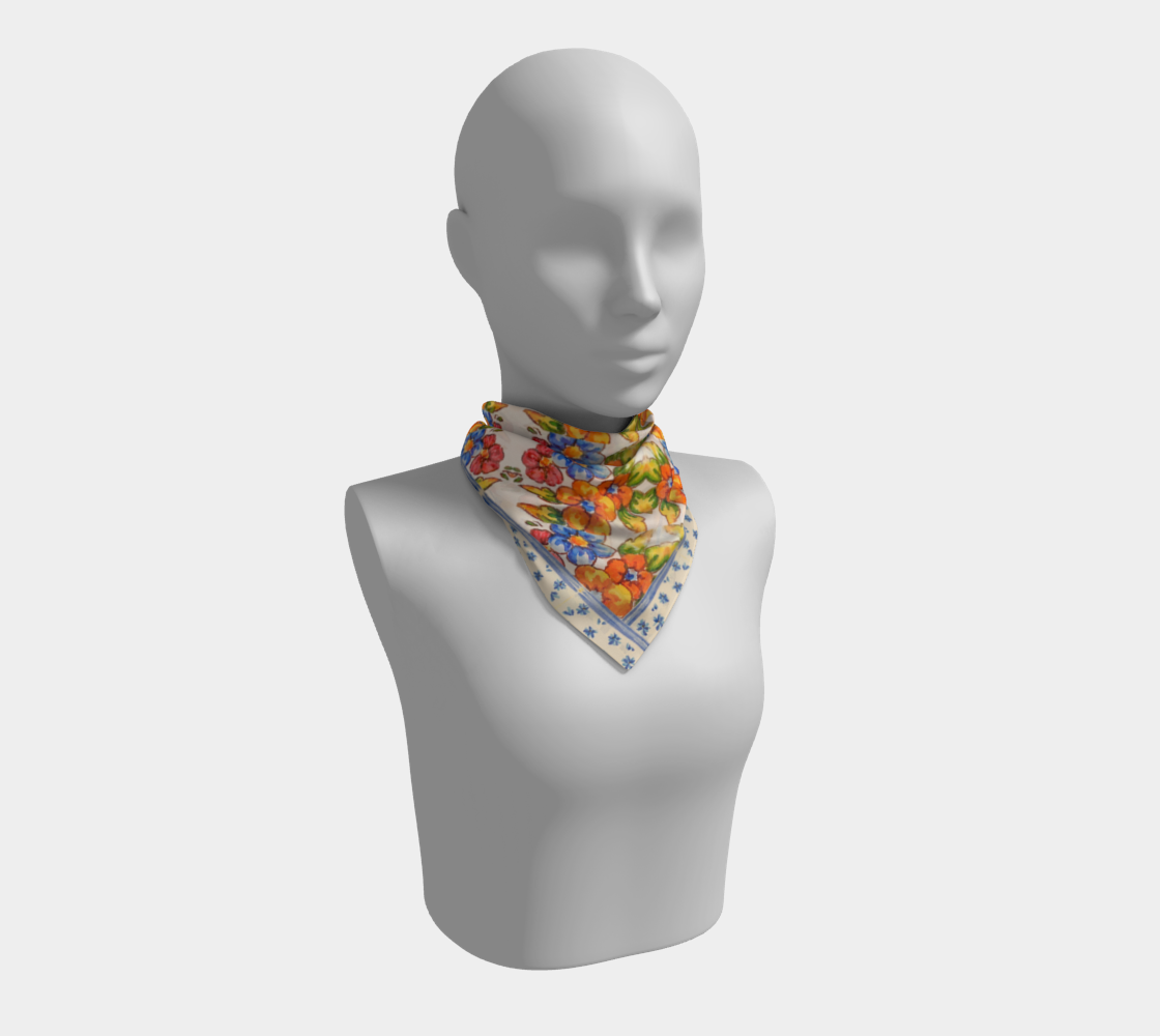 Positano Flowers Silk Square Scarf