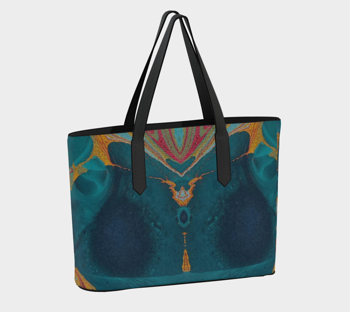 Gilded Peacock Feather Large Vegan Tote
