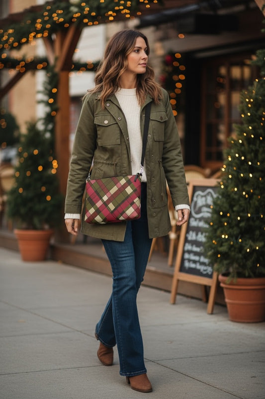 Plaid Harvest Vegan Leather Crossbody Purse