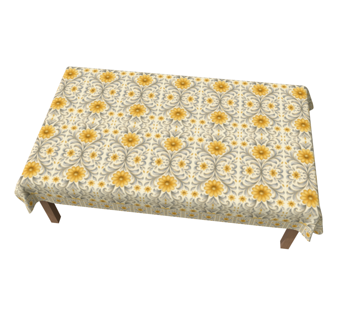 Silver Garden 60 x 90 WEDDING Tablecloth with Border