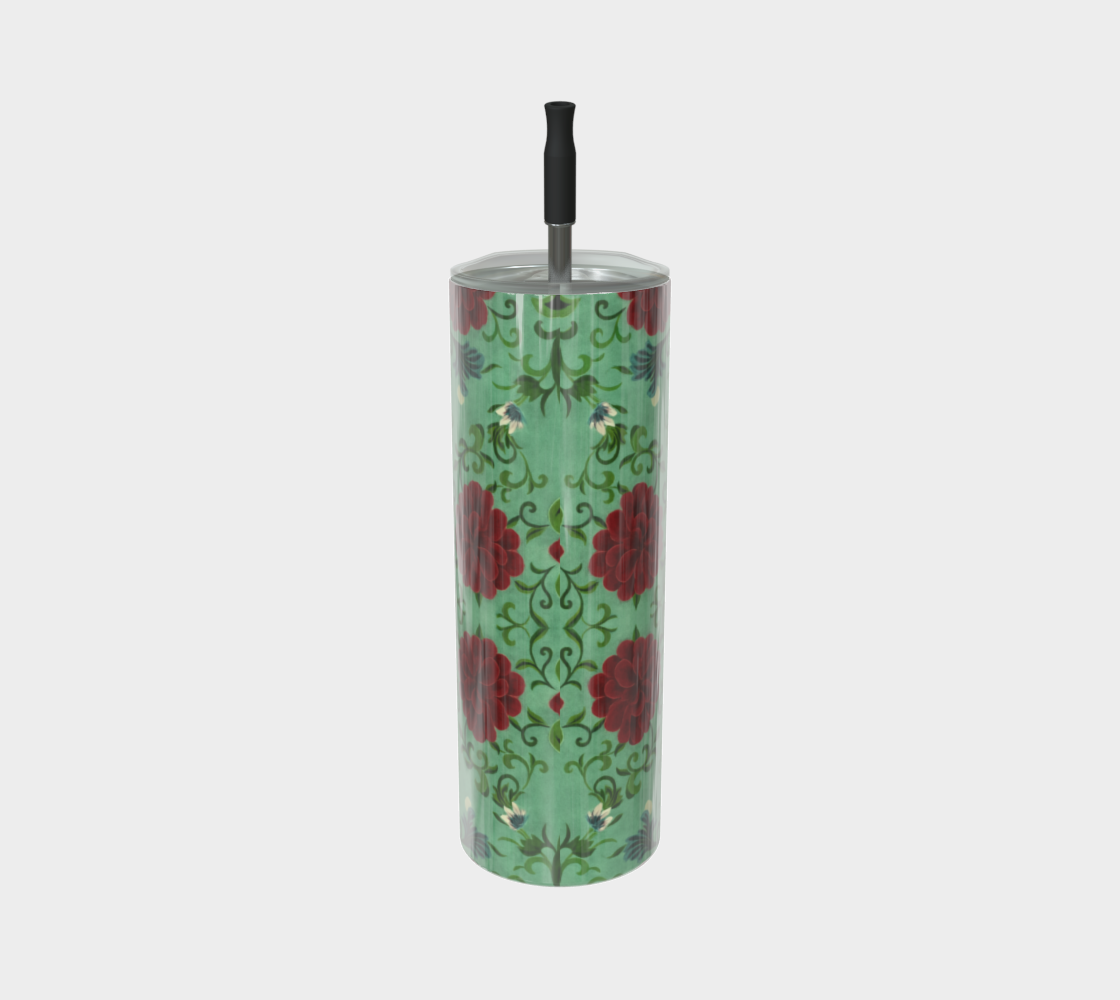 Imperial Peonies Mint Water Bottle