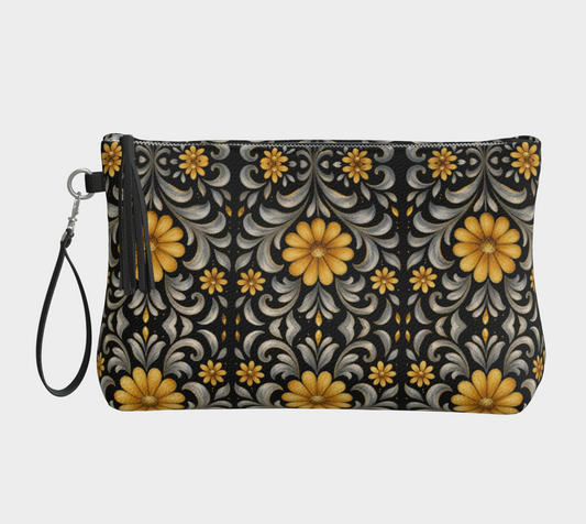 Midnight Silver Garden clutch bag