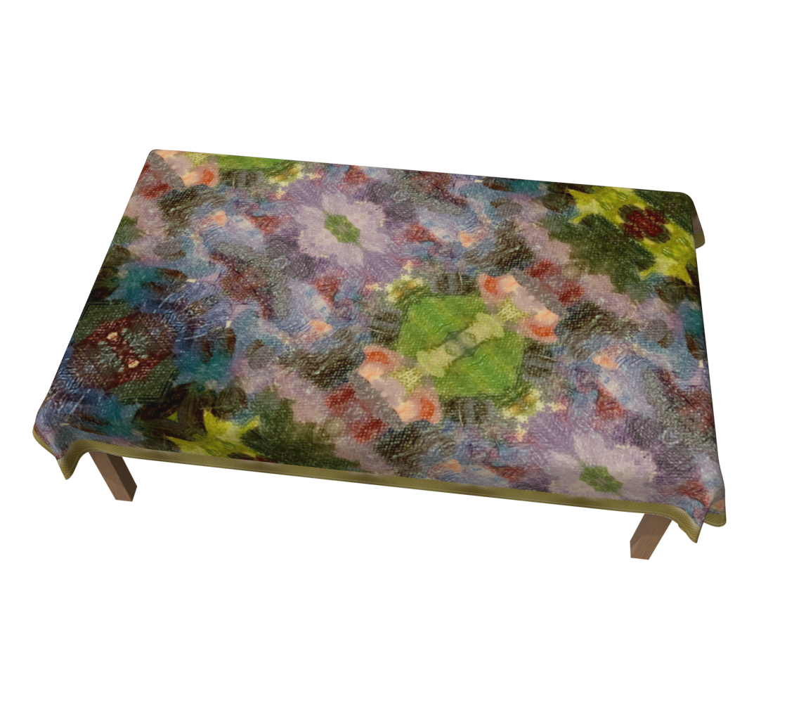 Lilac Waterlilies 60 x 90 Tablecloth with Gold Border