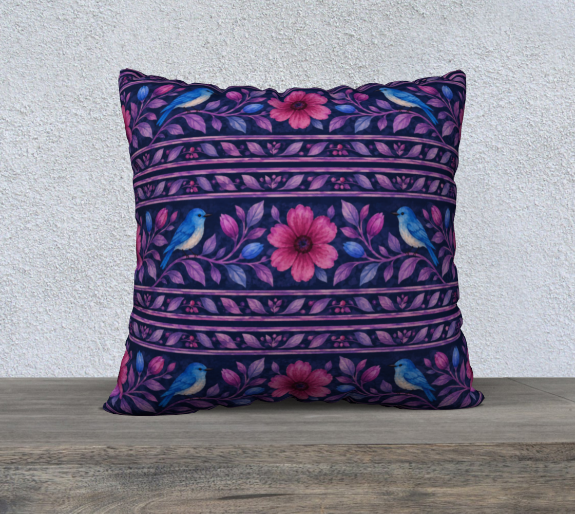 songbird bloom plum banded 22 x 22 pillow
