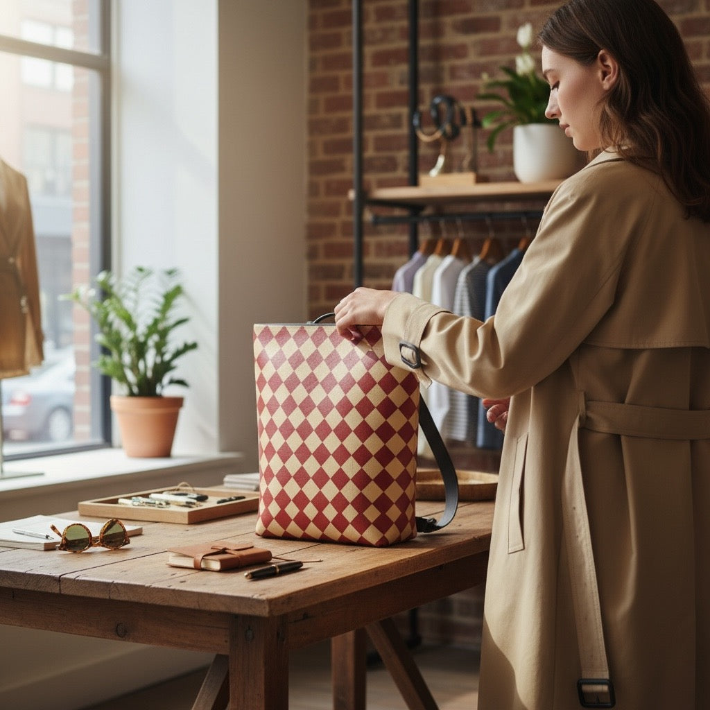Cranberry Mini Harlequin Vegan Leather Backpack