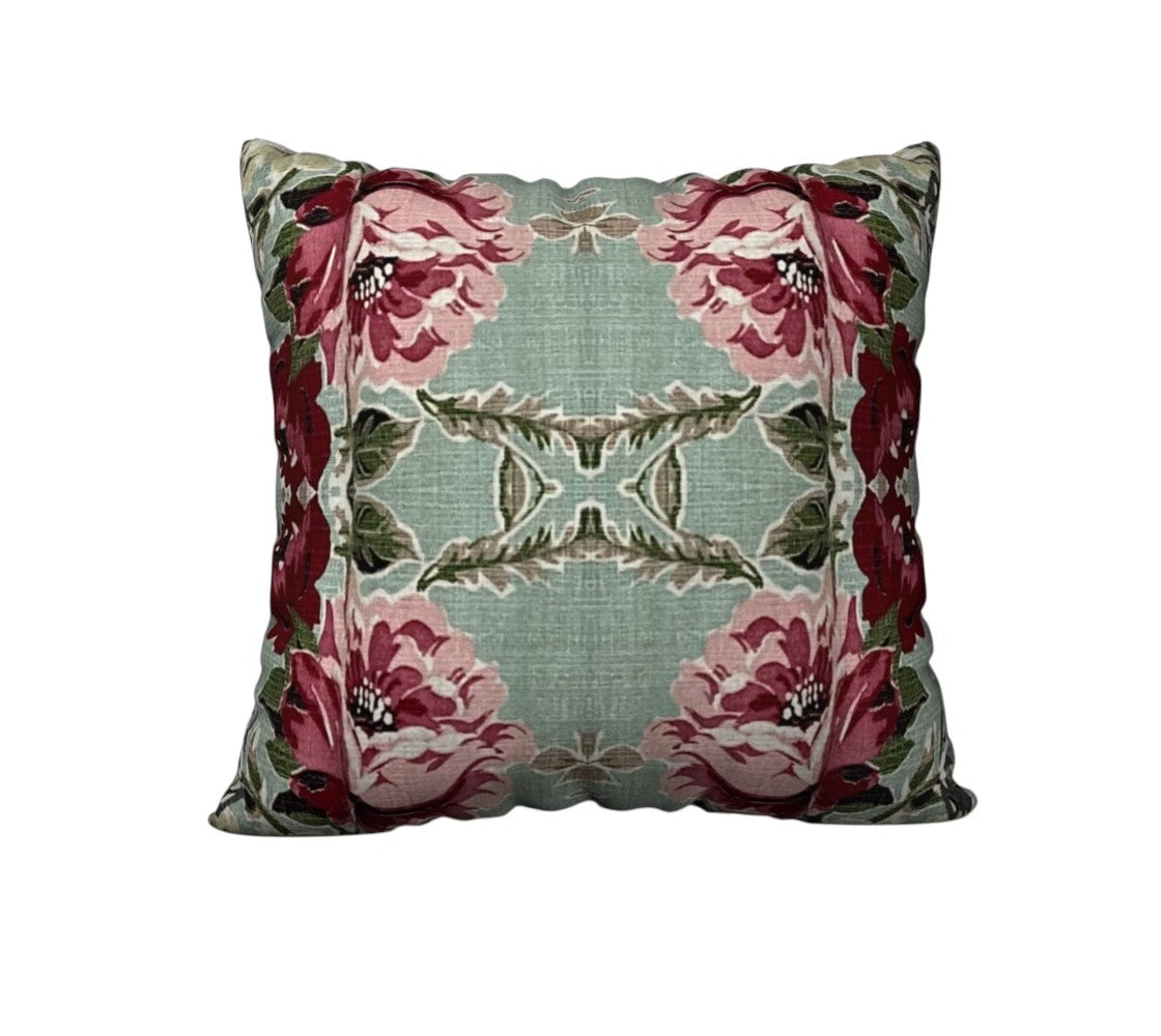 Seafoam Roses 22x22 Pillow Cover