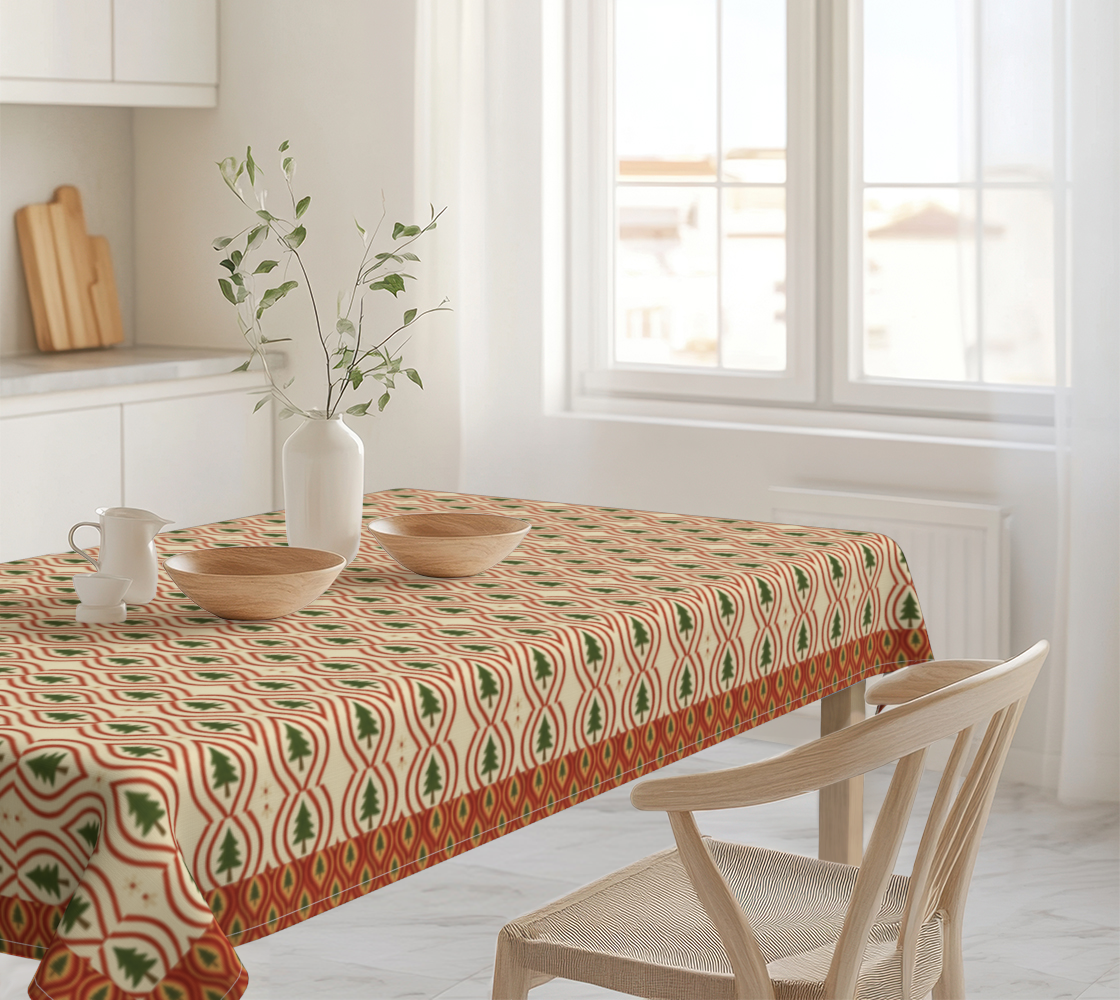Evergreen Glow banded 90 x 60 tablecloth