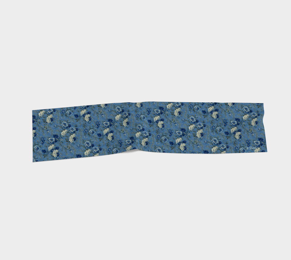 Blue Manor Blooms Long Silk Scarf