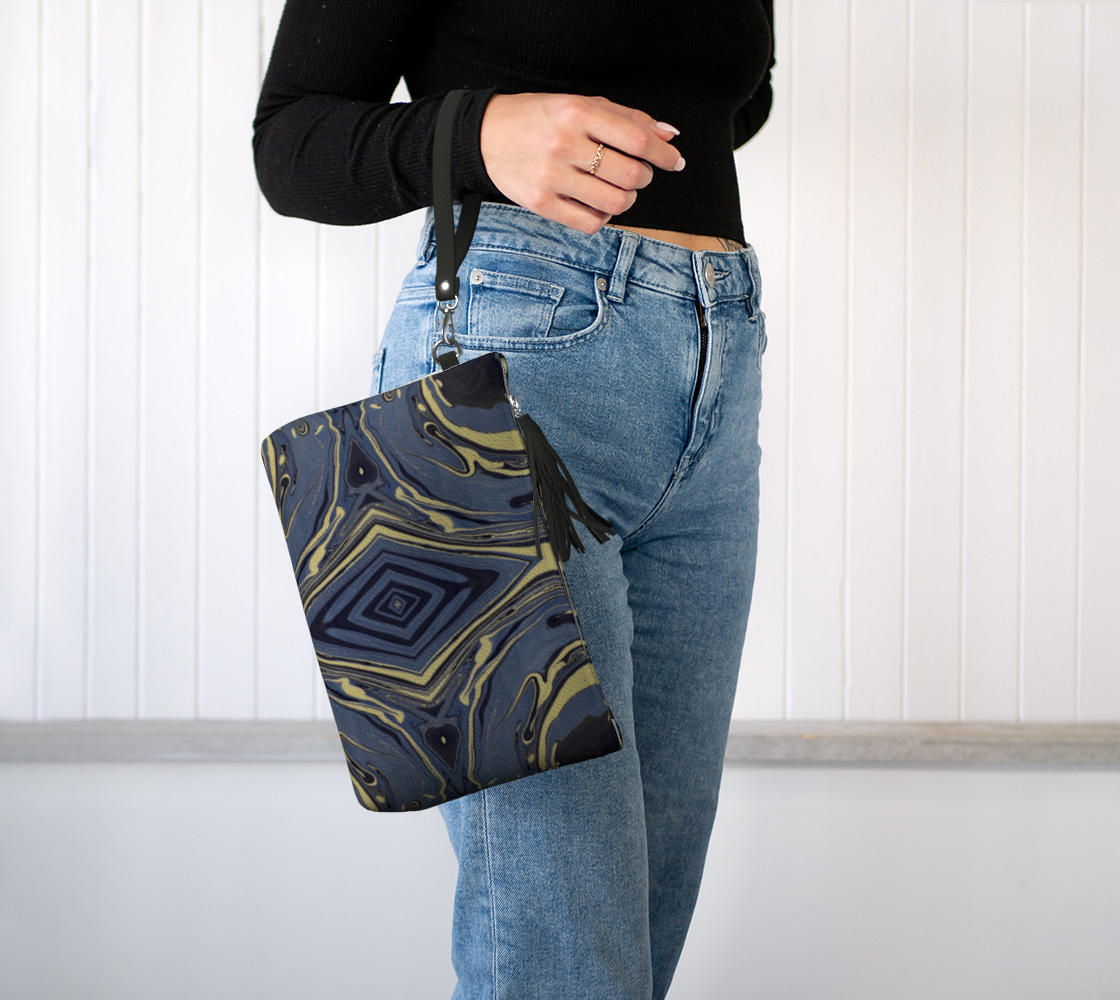 Mendocino Blues Diamond Vegan Leather Clutch