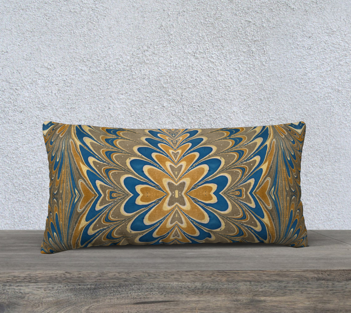 Prussian Blue Swirl 24  x 12 Pillow Cover
