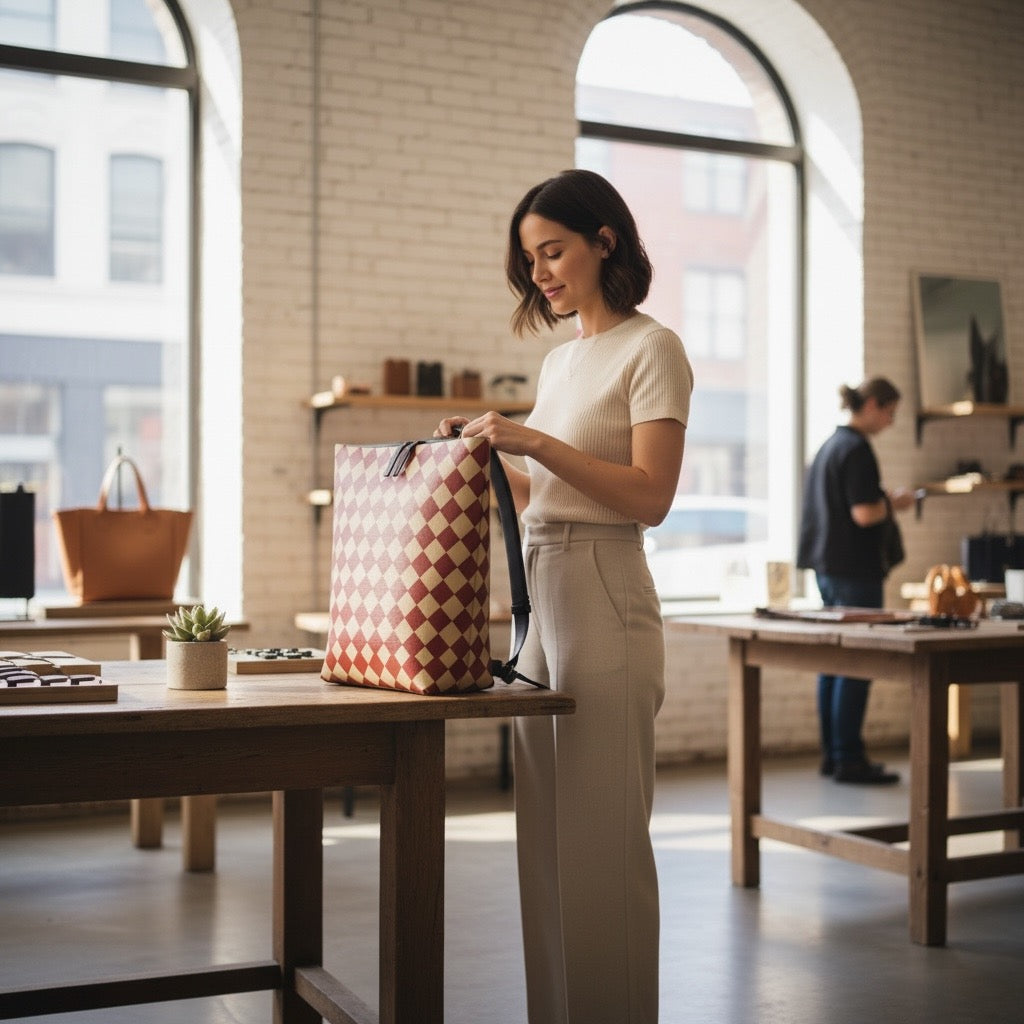 Cranberry Mini Harlequin Vegan Leather Backpack