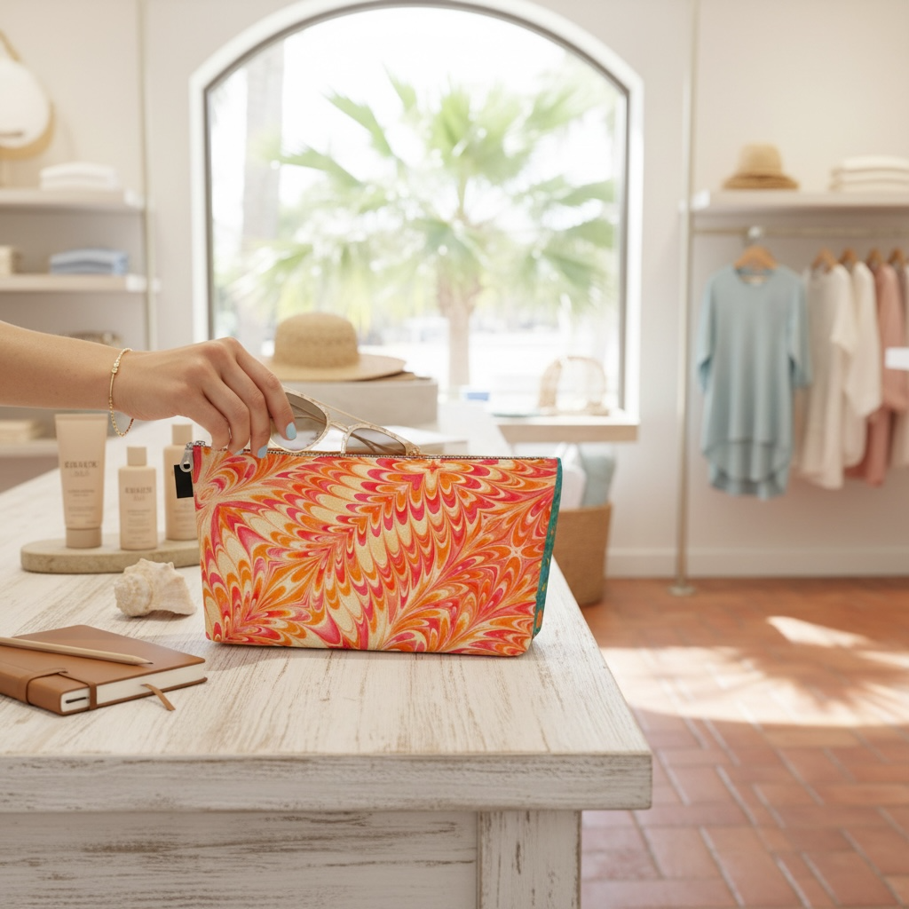 Tangerine Swirl Makeup Bag