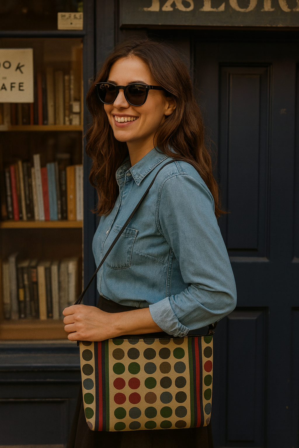 Retro Dotscape Leather Crossbody Purse