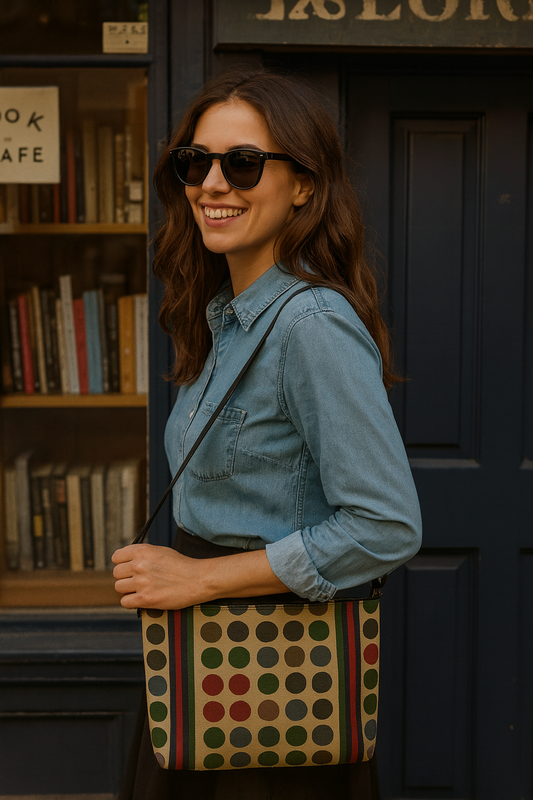 Retro Dotscape Leather Crossbody Purse