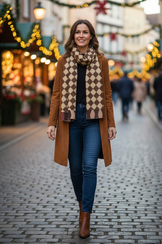 Cafe Harlequin Silk Long Scarf