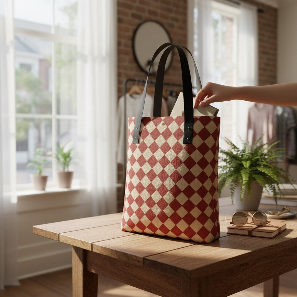 Cranberry Mini Harlequin Urban Tote Bag