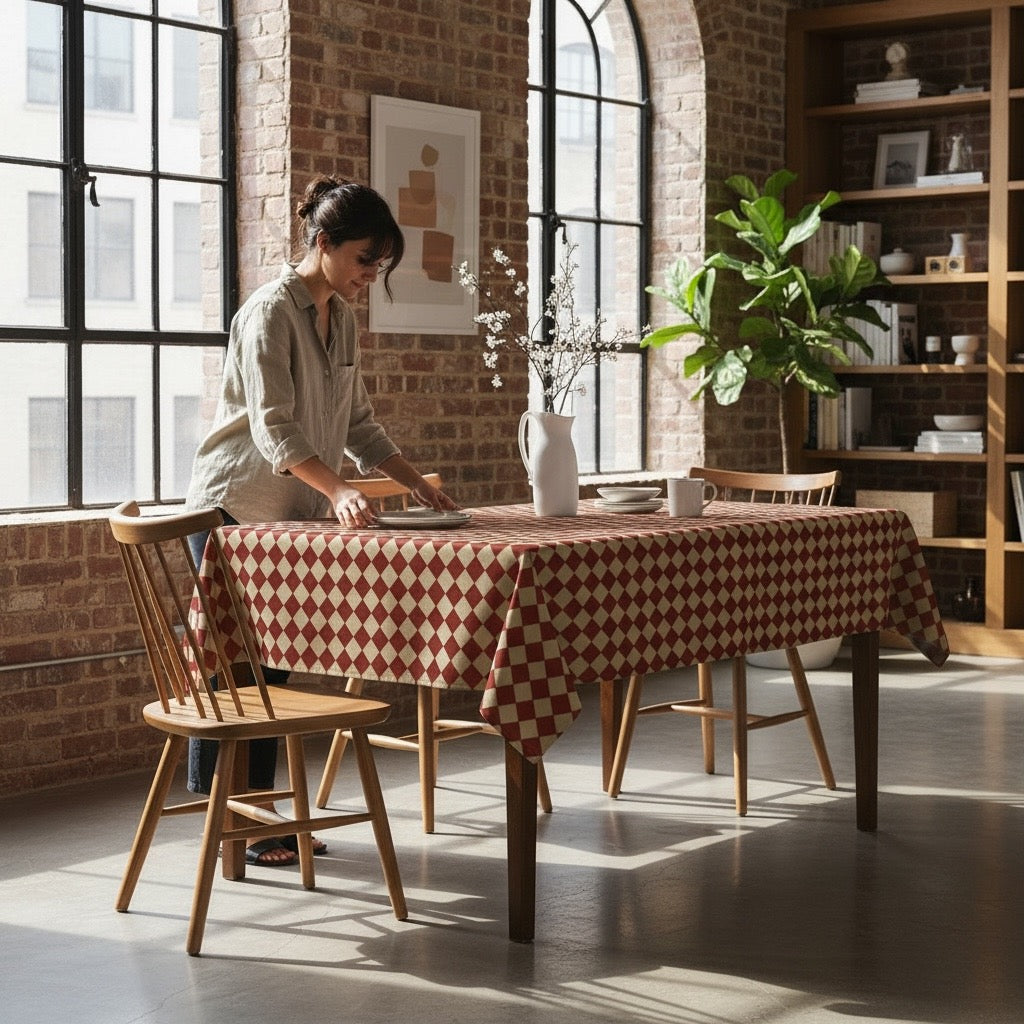 Cranberry Mini Harlequin Coaster 90 x 60 Tablecloth