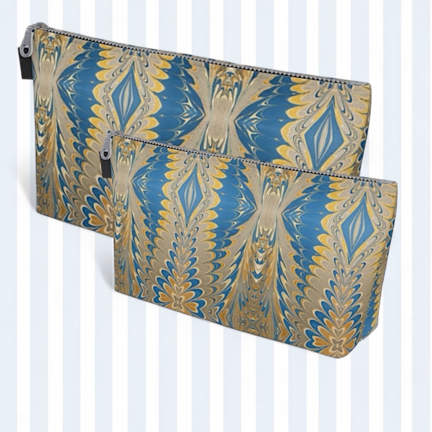 Prussian Blue Swirl Makeup Bag