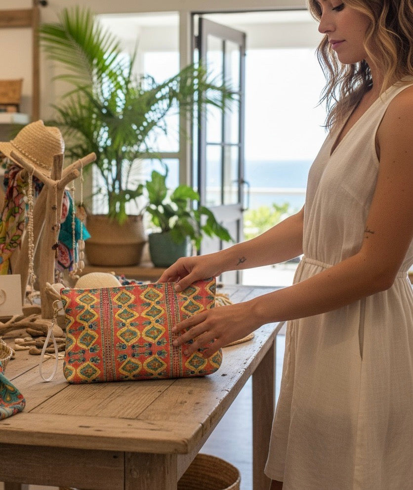 Island Diamonds Vegan Leather Clutch Wristlet