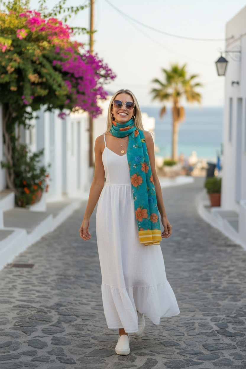 Island Songbird Garden Silk Long Scarf